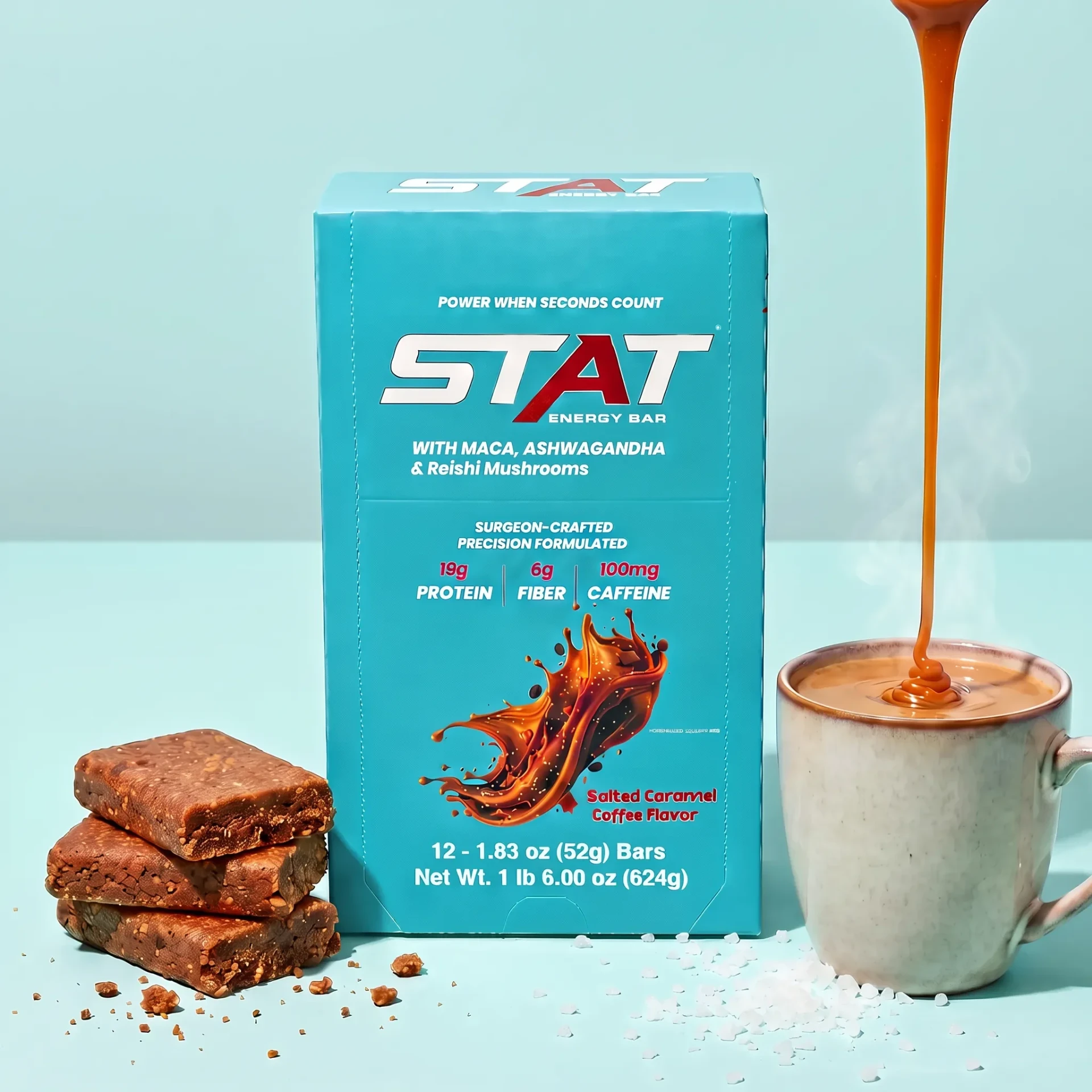 STAT Salted Caramel Coffee box and bars